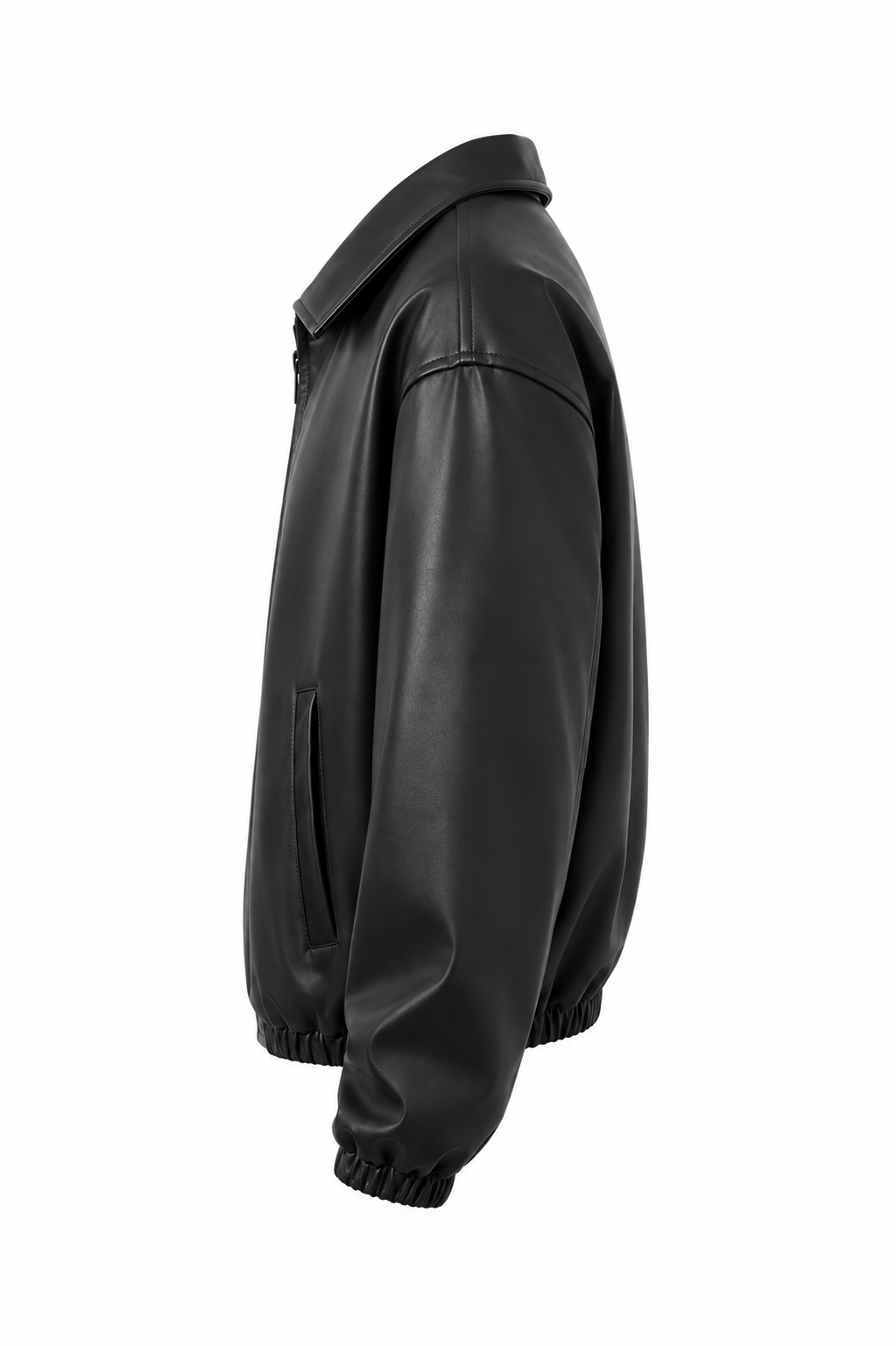 KAIZAN BLACK LEATHER BAGGY-FIT JACKET