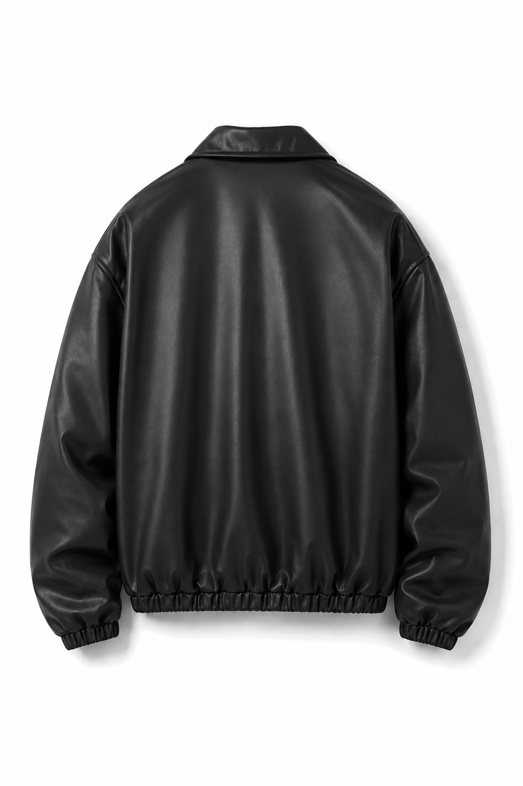 KAIZAN BLACK LEATHER BAGGY-FIT JACKET
