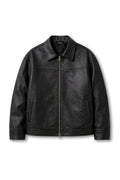KAIZAN BLACK LEATHER BOXY-FIT JACKET