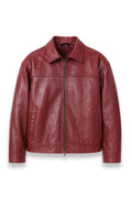 KAIZAN CHERRY LEATHER BOXY-FIT JACKET