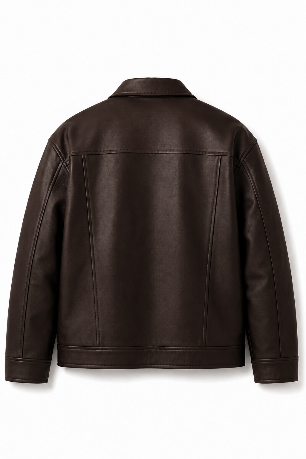 KAIZAN DARK BROWN LEATHER BOXY-FIT JACKET